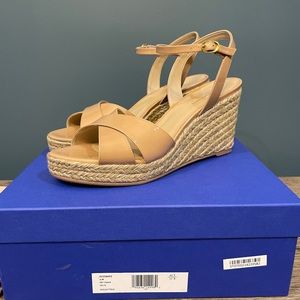 New STUART WEITZMAN Rosemarie Patent Leather Wedge Sandals